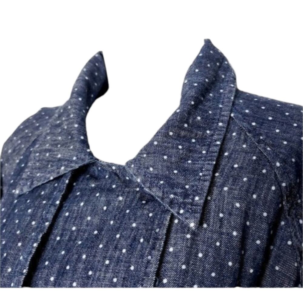 Lucky Brand True Indigo Denim Dot Trench Coat Medium - Picture 8 of 11